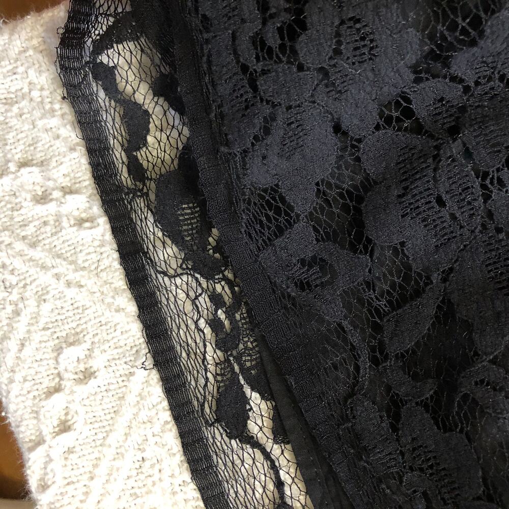 Aqua Black Lace Fit Flare Mini Dress Lined‎ Made USA L Whimsigoth Holiday Party - Picture 8 of 8